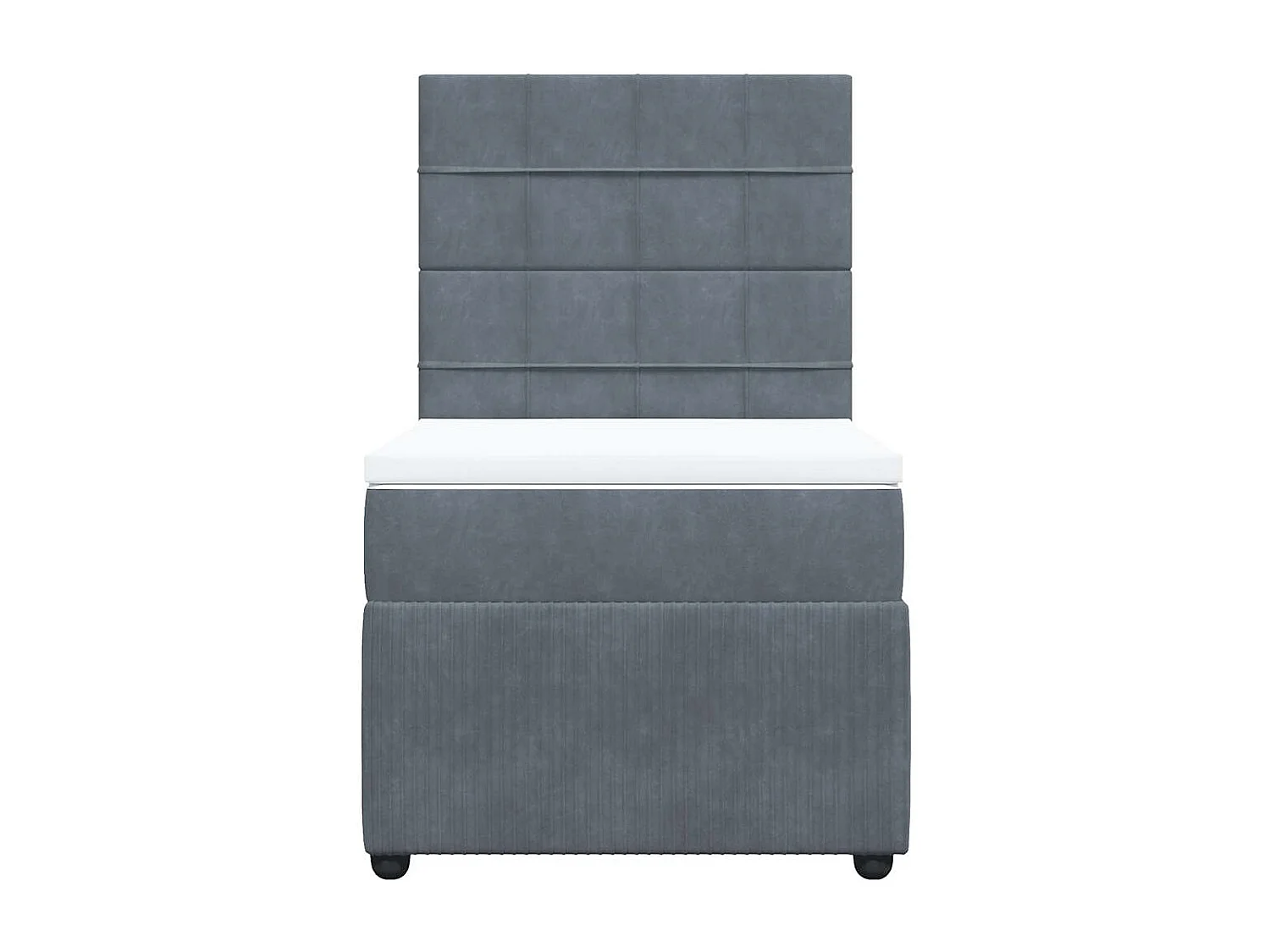 Giroletto a Molle con Materasso Grigio Scuro 90x200 cm Velluto