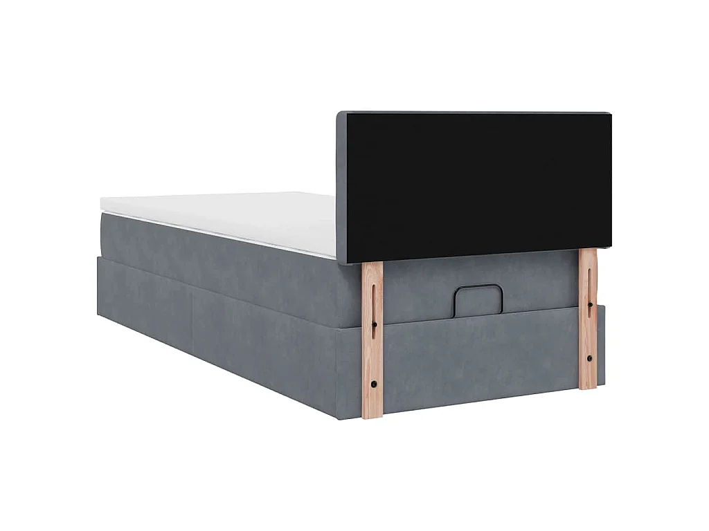 Ottoman bed met matras 90x190cm fluweel donkergrijs