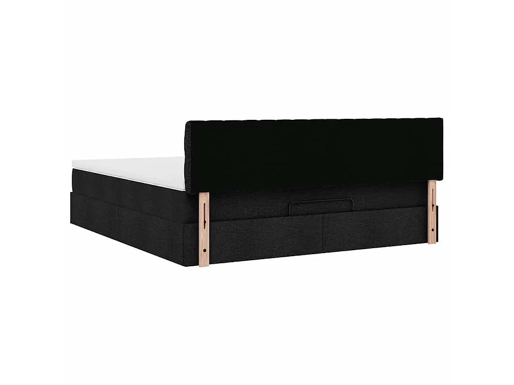 Cadre de lit ottoman avec matelas noir 180x200 cm tissu