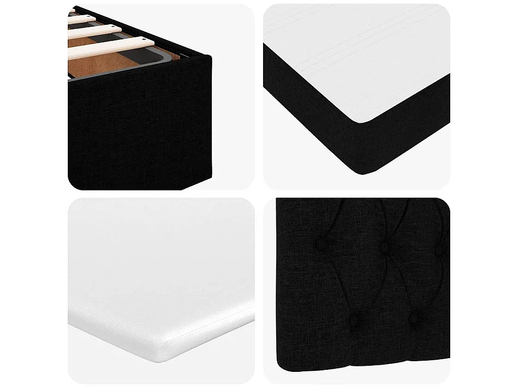 Cadre de lit ottoman avec matelas noir 180x200 cm tissu