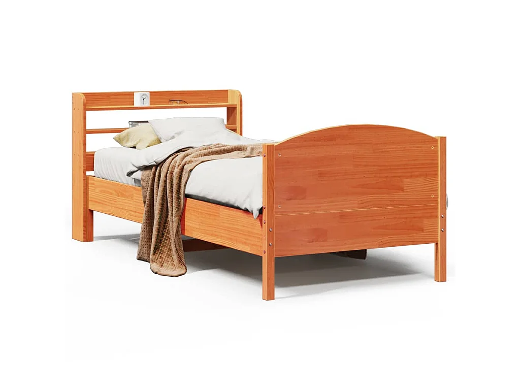 Letto senza Materasso Marrone Cera 100x200 cm in Legno di Pino