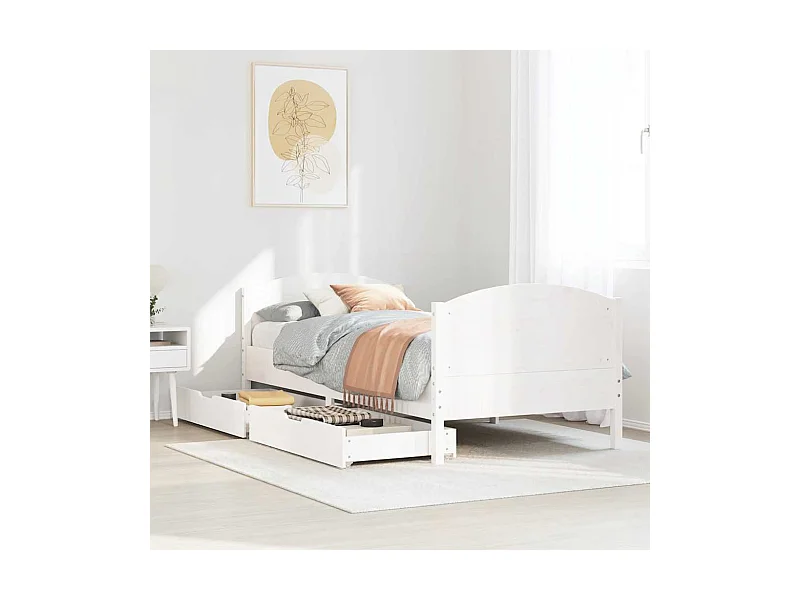 Massivholzbett ohne Matratze Weiß 100x200 cm Kiefernholz