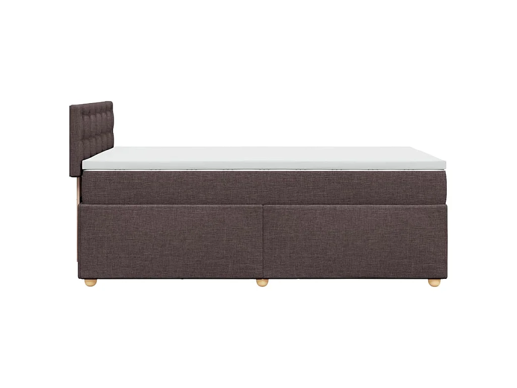 Cama box spring con colchón tela marrón oscuro 100x200 cm