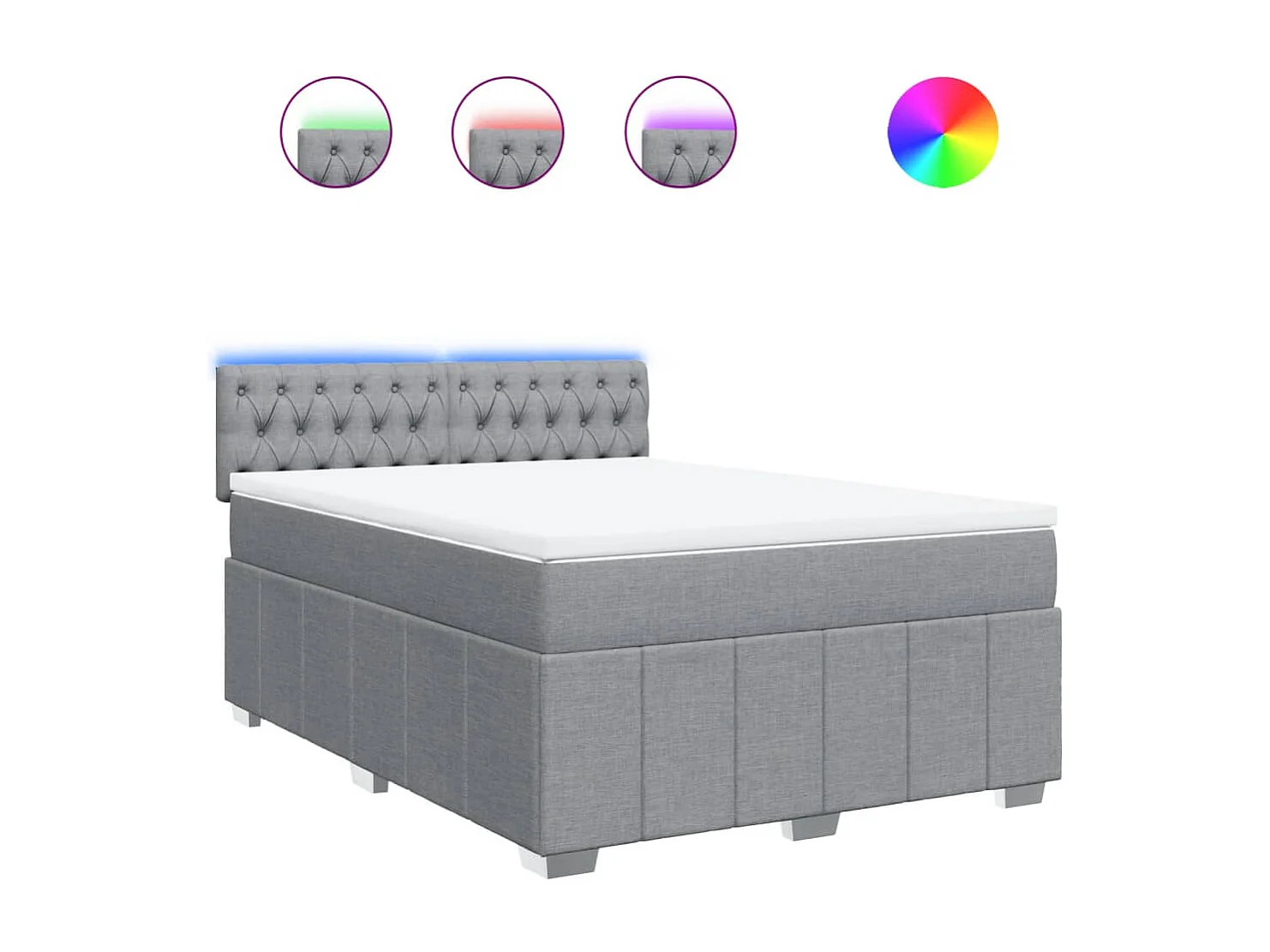 Boxspringbett mit Matratze Hellgrau 140x200 cm Stoff