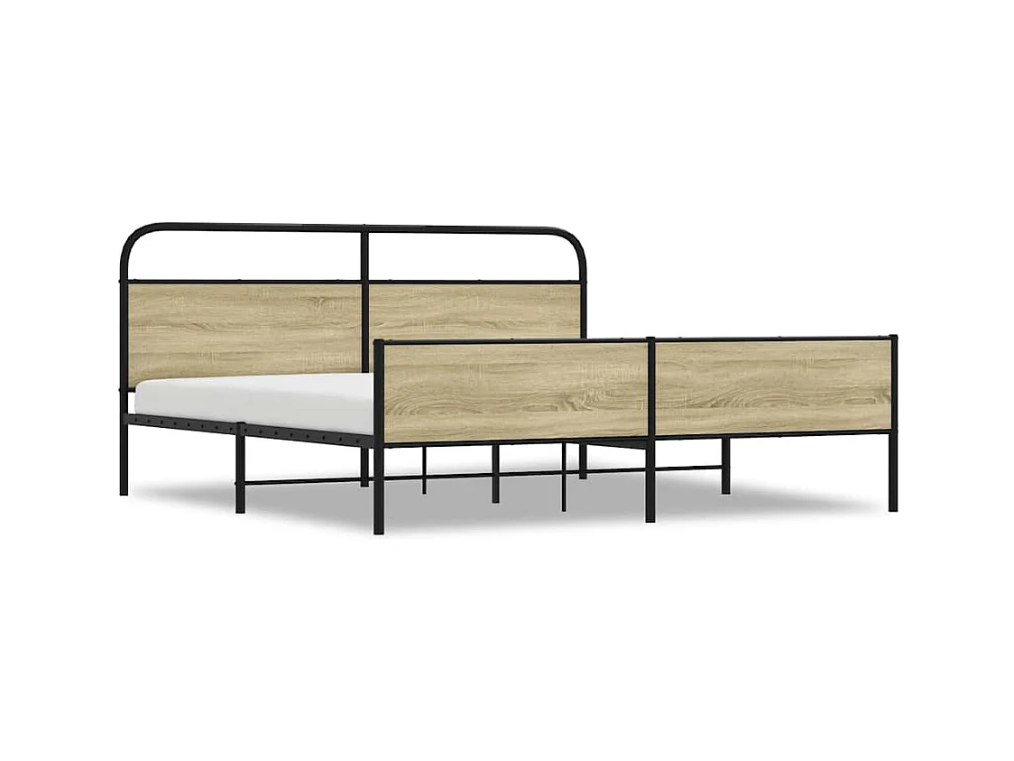 Cadre de lit en métal sans matelas chêne sonoma 180x200 cm