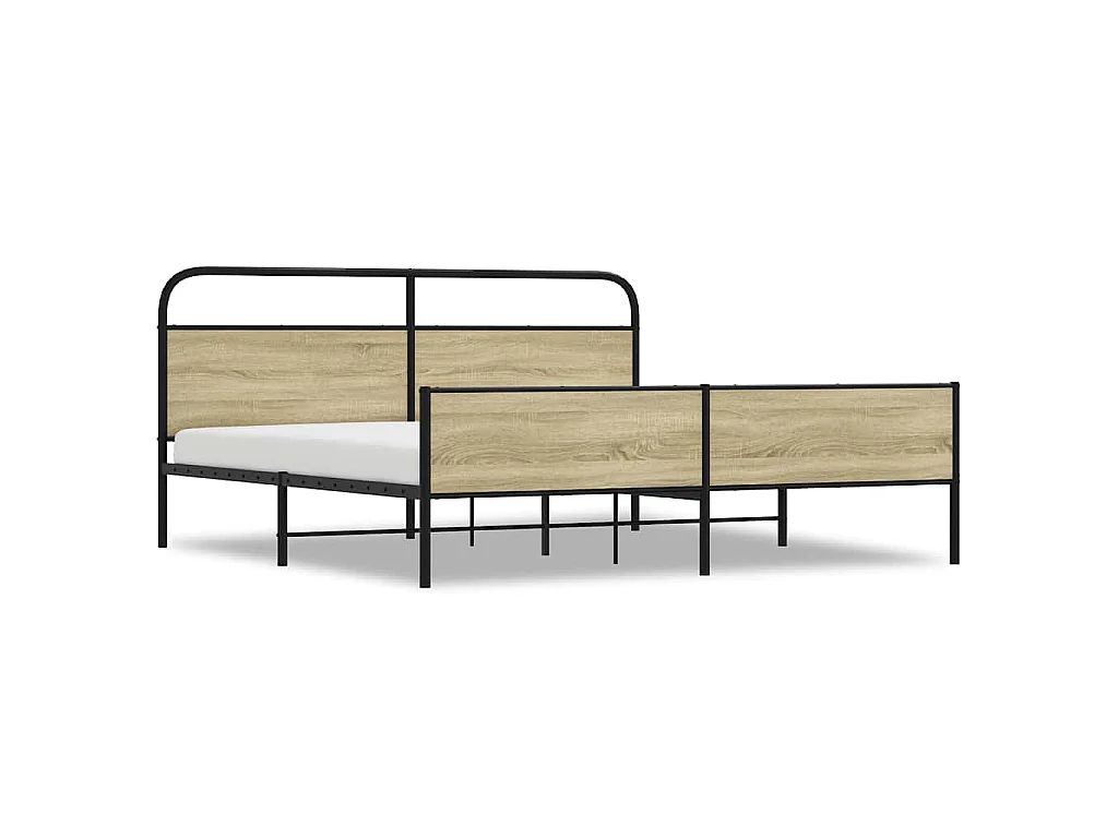 Metallbett ohne Matratze Sonoma-Eiche 180x200 cm