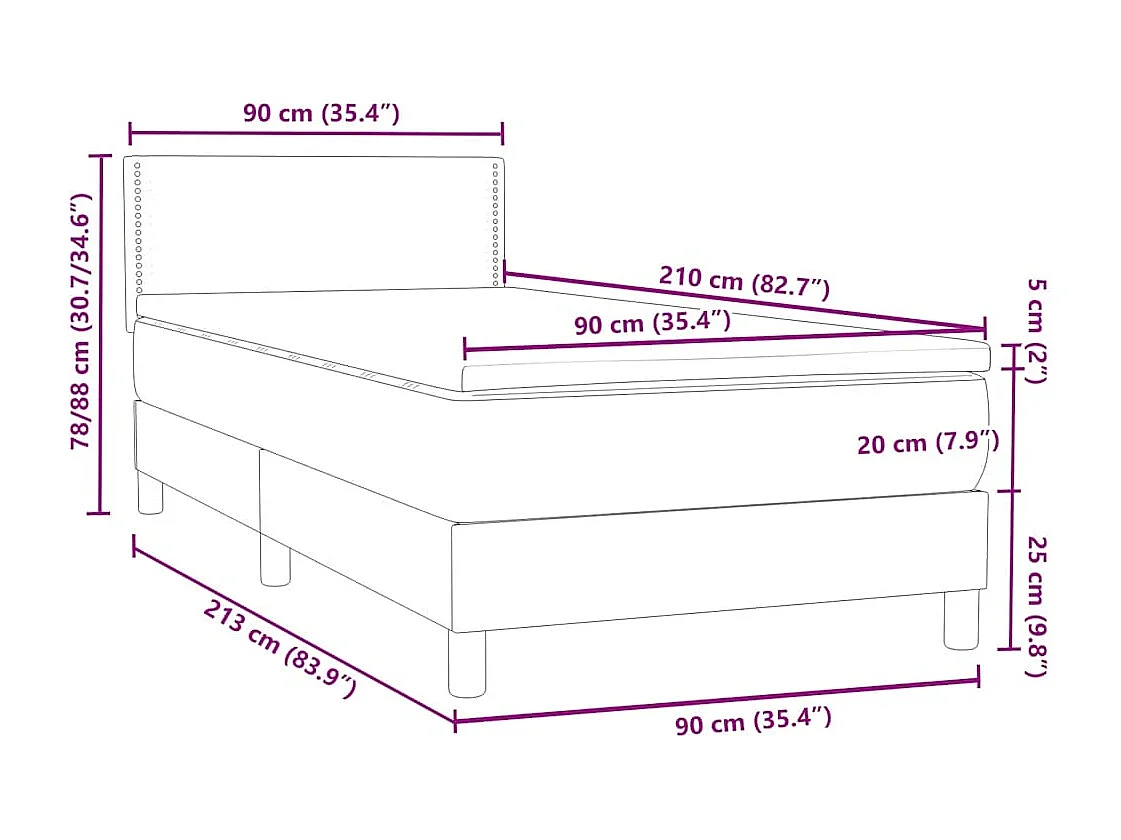 Boxspring met matras en LED fluweel lichtgrijs 90x210 cm