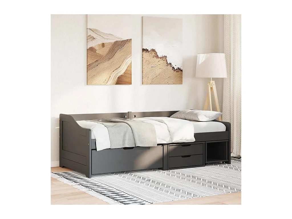 Lit de jour avec 3 tiroirs sans matelas IRUN noir 90x200 cm