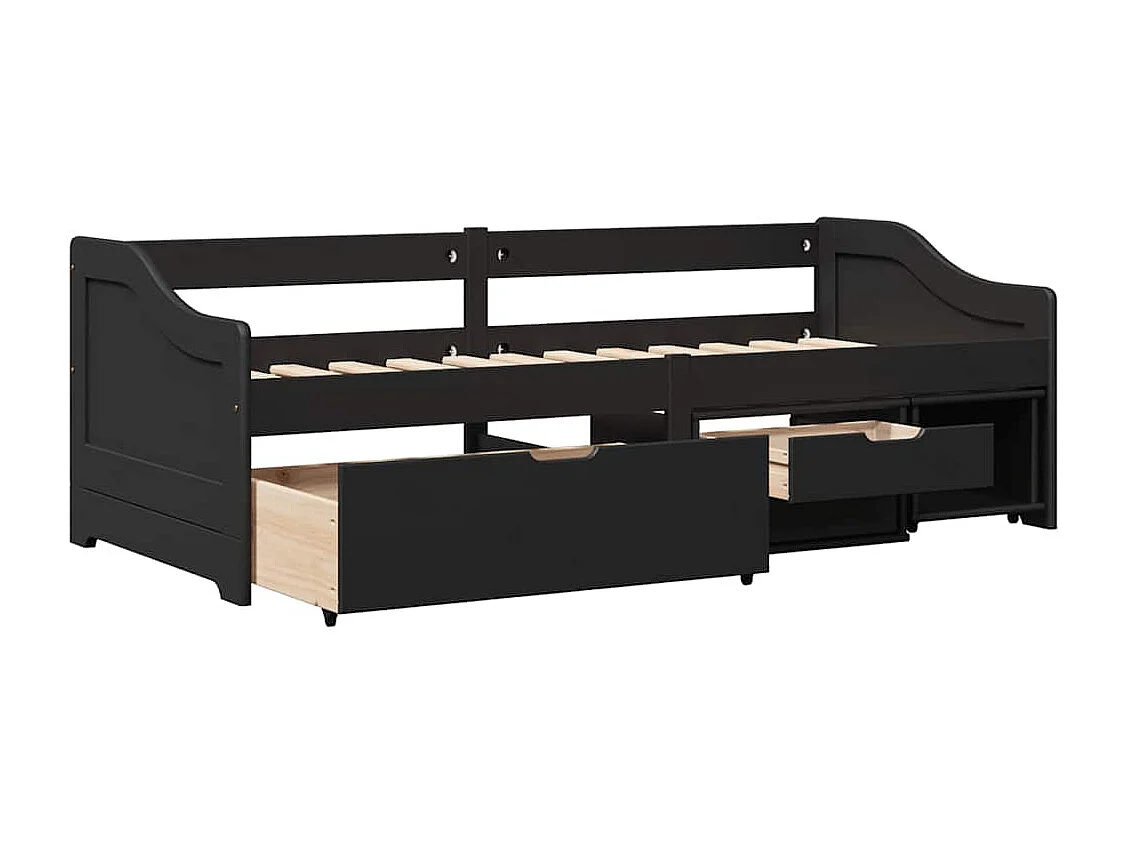 Lit de jour avec 3 tiroirs sans matelas IRUN noir 90x200 cm