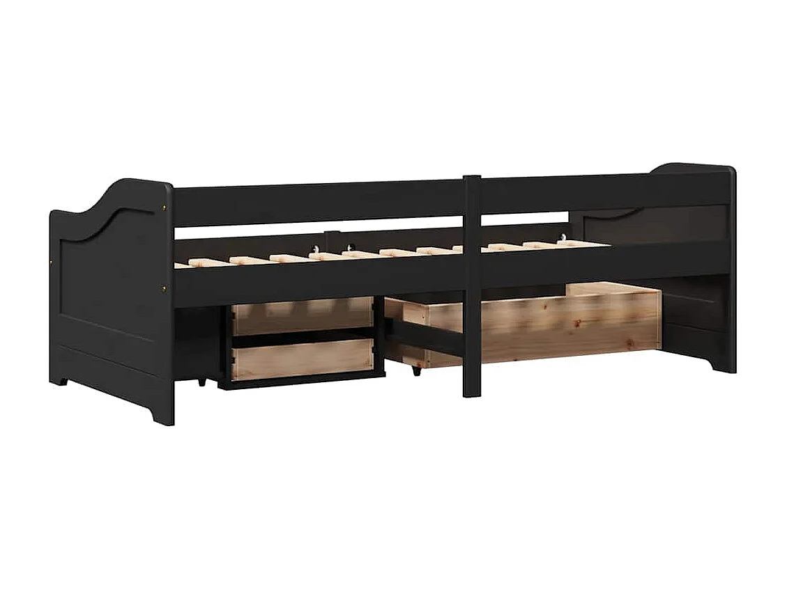 Tagesbett mit 3 Schubladen ohne Matratze IRUN Schwarz 90x200cm
