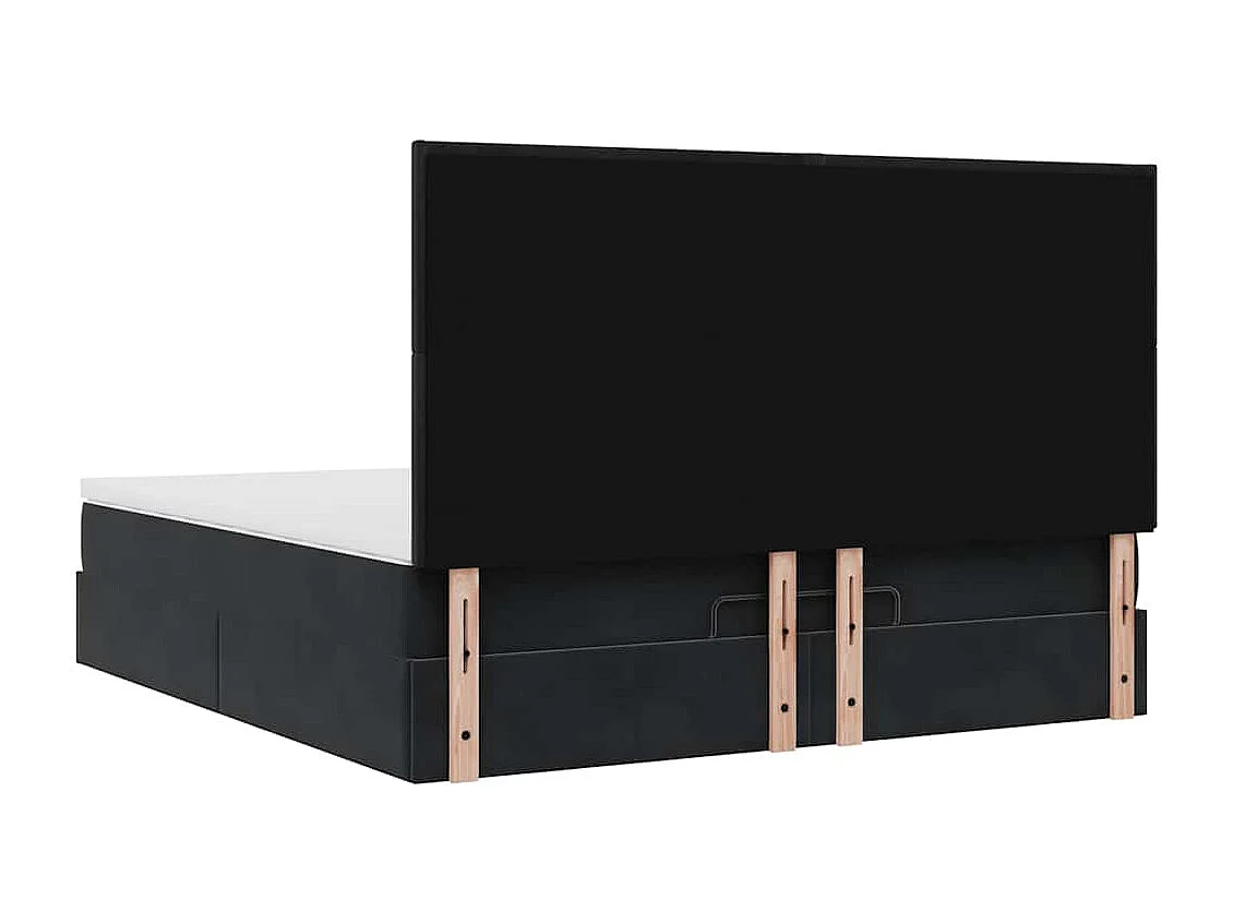 Ottoman-Bett mit Matratzen & LEDs Schwarz 160x200 cm Samt