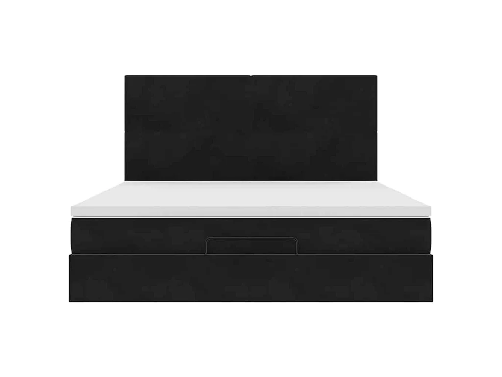 Struttura Letto Pouf con Materassi Nero 160x200 cm in Velluto