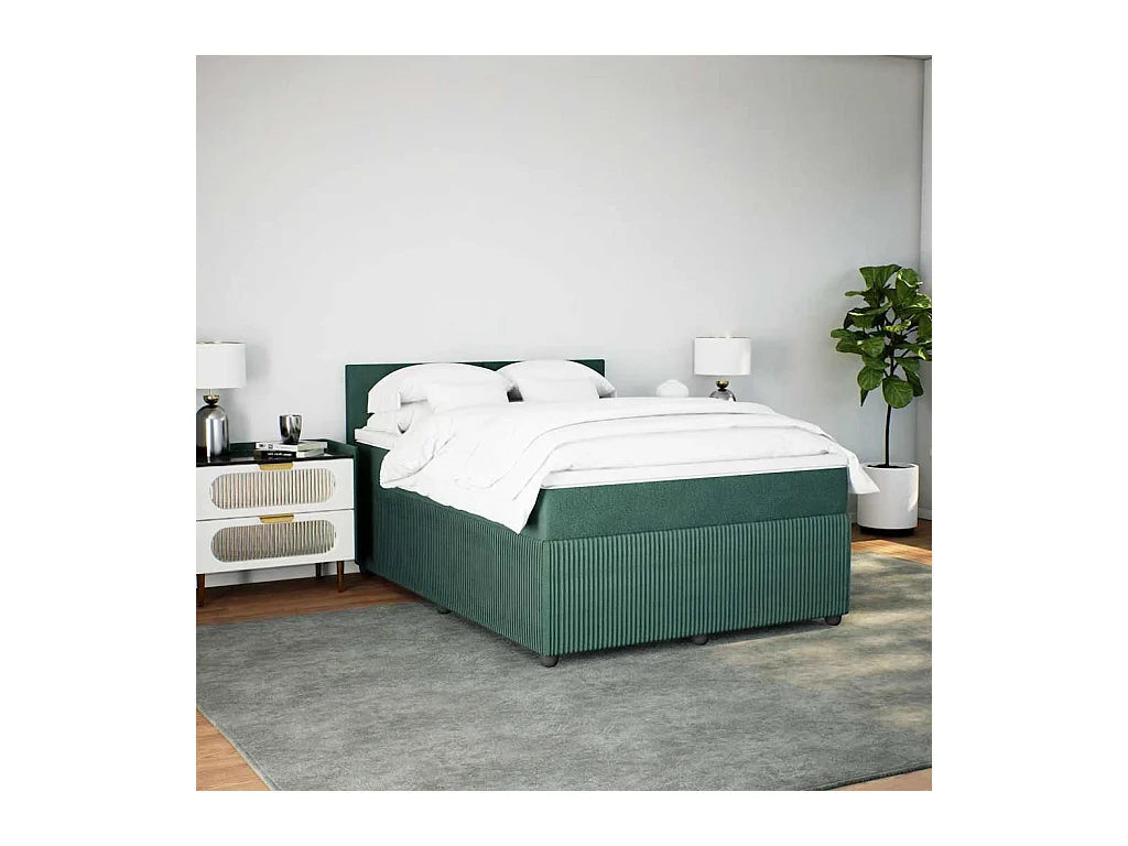 Sommier à lattes de lit et matelas Vert foncé 140x200cm Velours