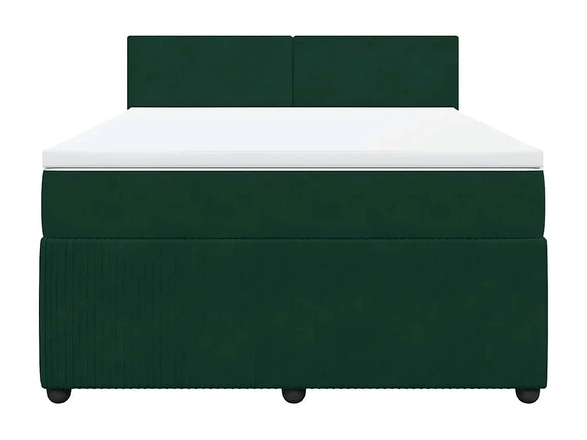 Sommier à lattes de lit et matelas Vert foncé 140x200cm Velours