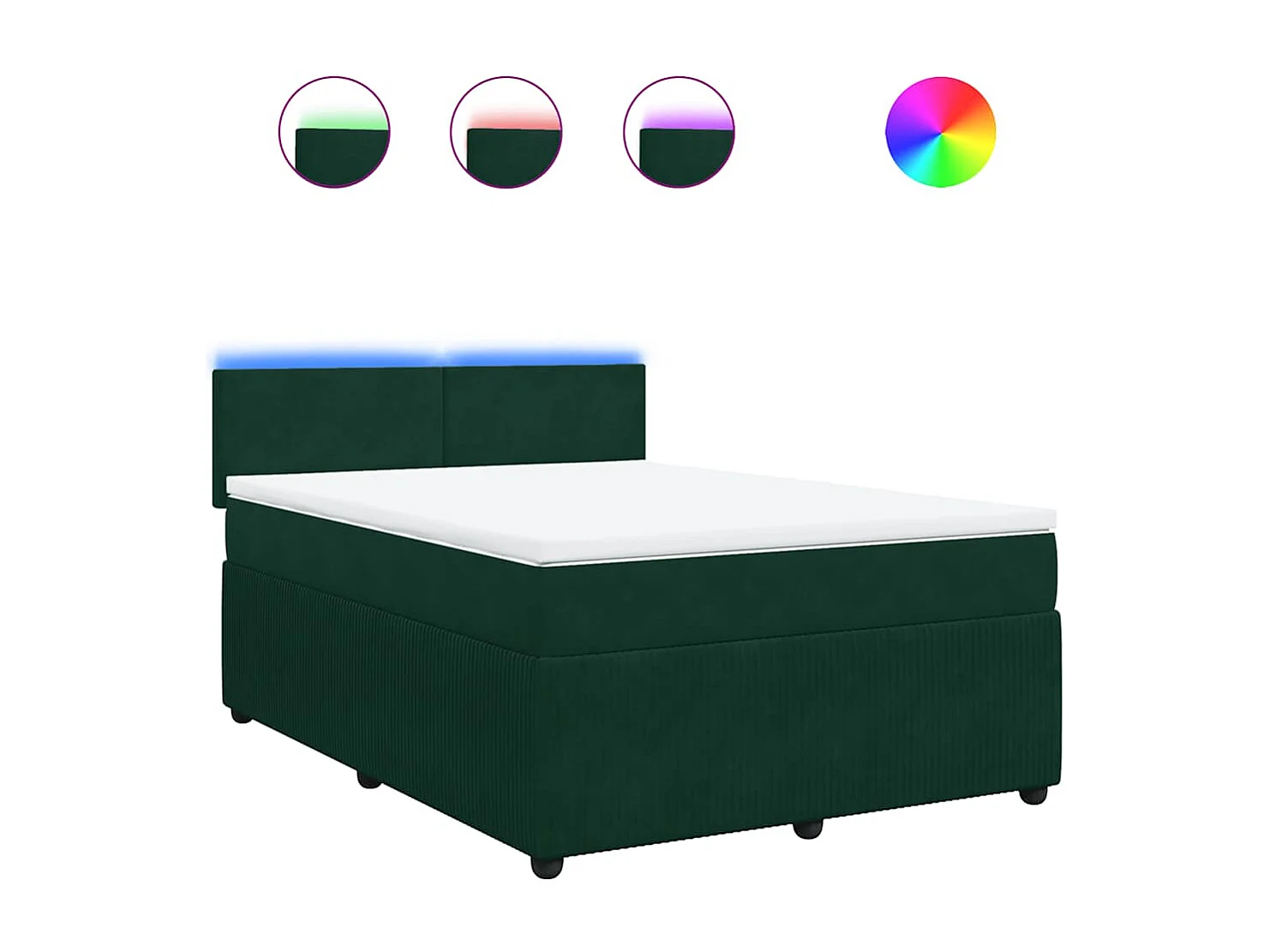 Sommier à lattes de lit et matelas Vert foncé 140x200cm Velours