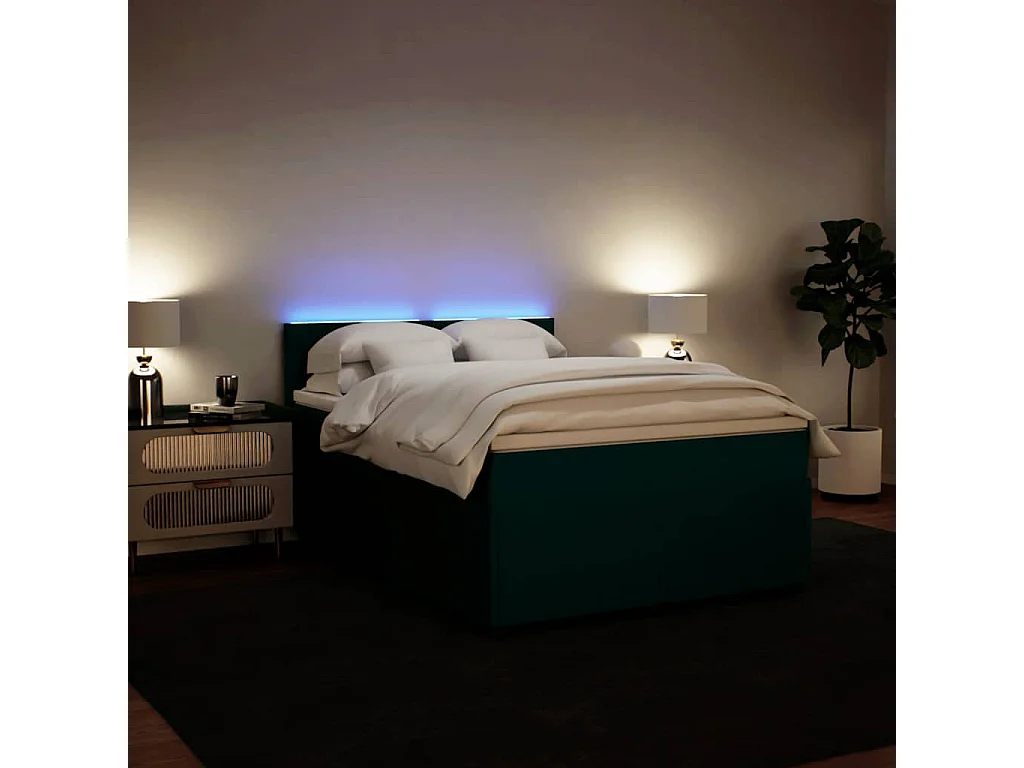 Sommier à lattes de lit et matelas Vert foncé 140x200cm Velours