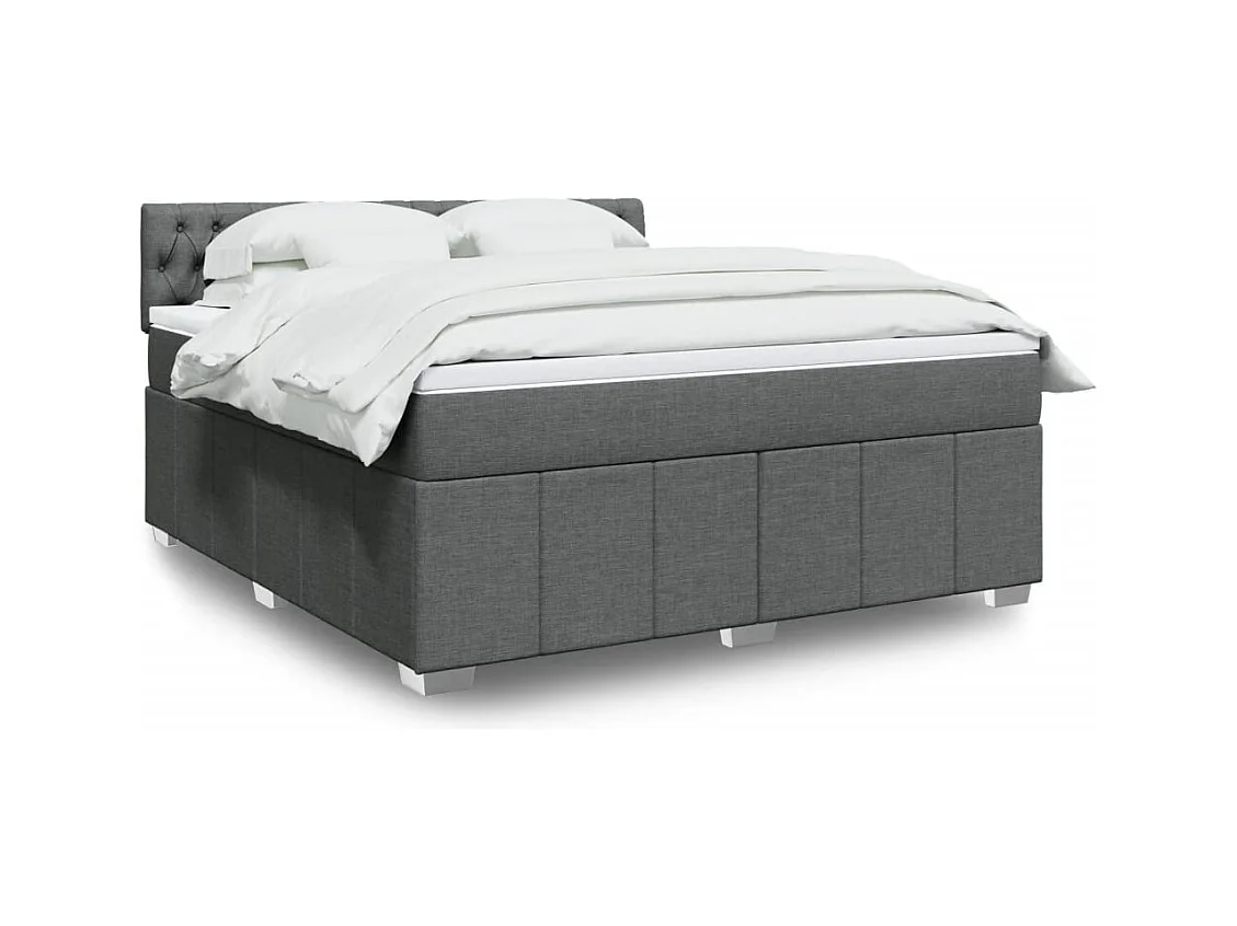 Boxspringbett mit Matratze Dunkelgrau 180x200 cm Stoff