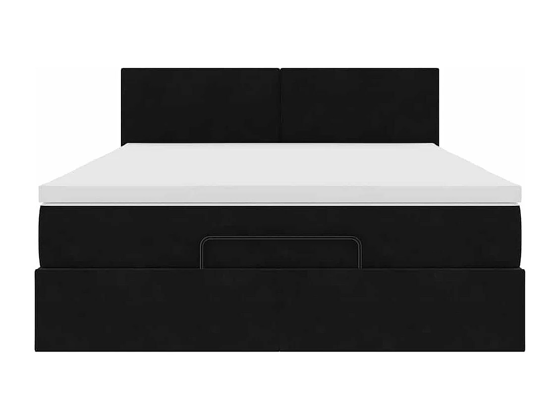 Ottoman-Bett mit Matratze & LEDs Schwarz 140x190 cm Samt