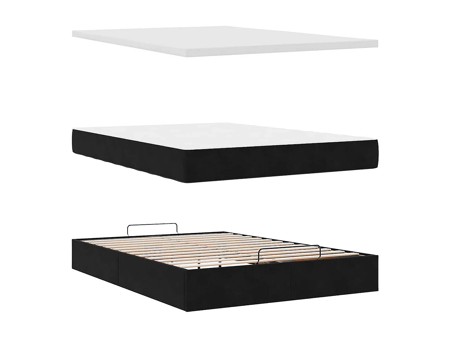 Ottoman-Bett mit Matratze & LEDs Schwarz 140x190 cm Samt