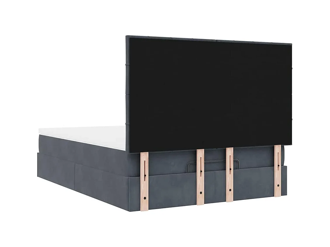 Ottoman-Bett mit Matratzen & LEDs Dunkelgrau 140x190 cm Samt