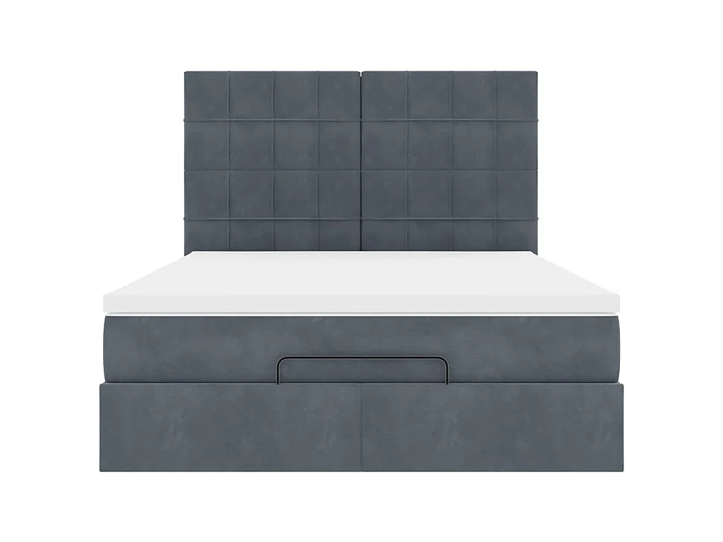 Struttura Letto Pouf con Materassi 140x190 cm Velluto