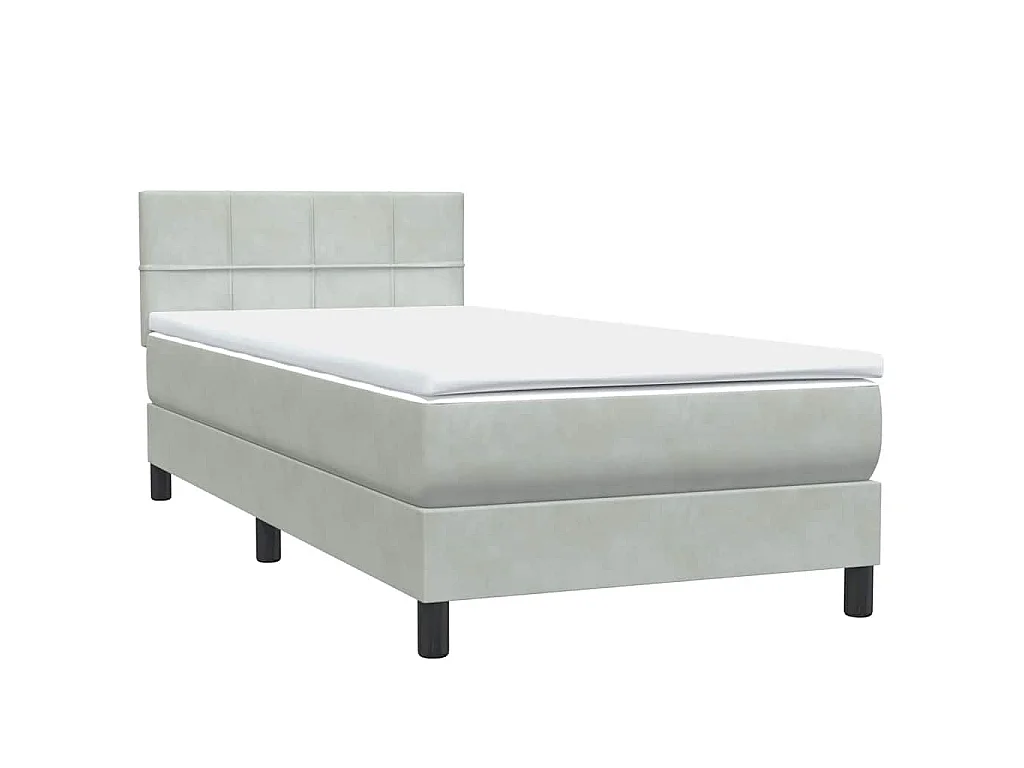 Boxspring met matras fluweel lichtgrijs 90x220 cm