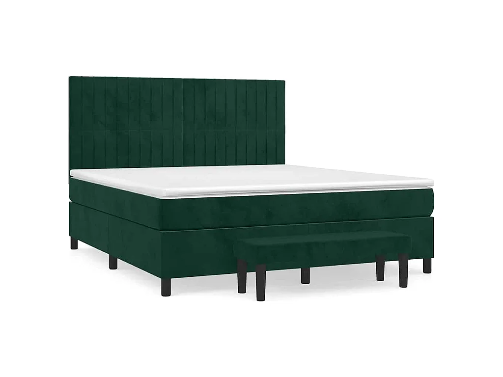 Giroletto a Molle con Materasso Verde Scuro 160x200 cm Velluto