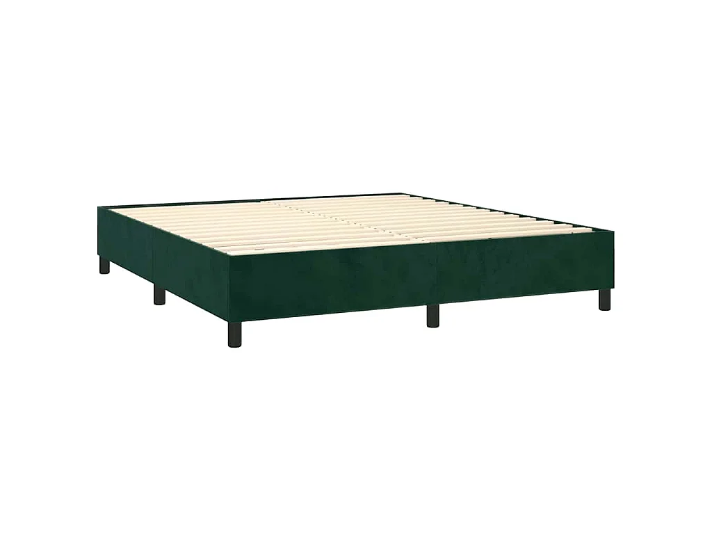Giroletto a Molle con Materasso Verde Scuro 160x200 cm Velluto