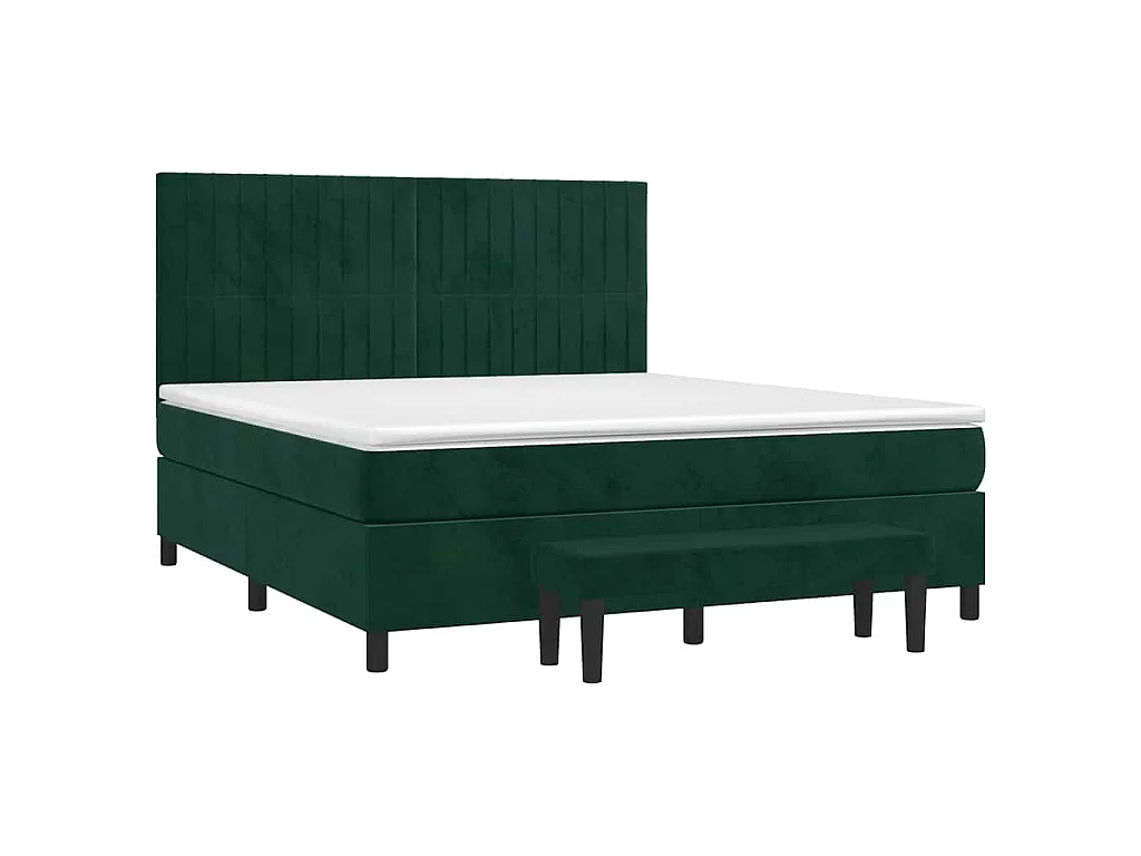 Sommier à lattes de lit et matelas Vert foncé 160x200cm Velours