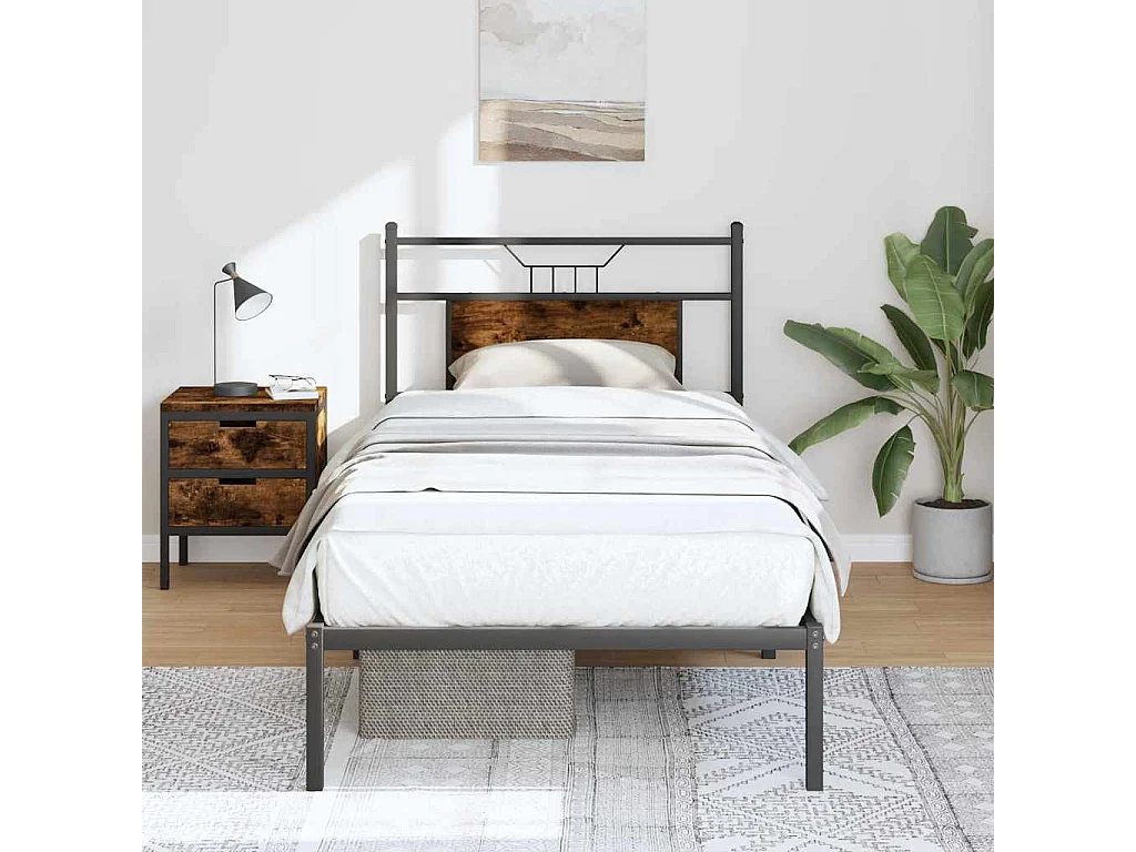 Bedframe zonder matras hout gerookt eikenkleurig 90x190 cm
