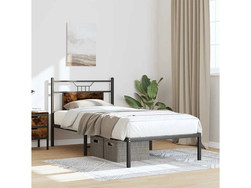 Bedframe zonder matras hout gerookt eikenkleurig 90x190 cm