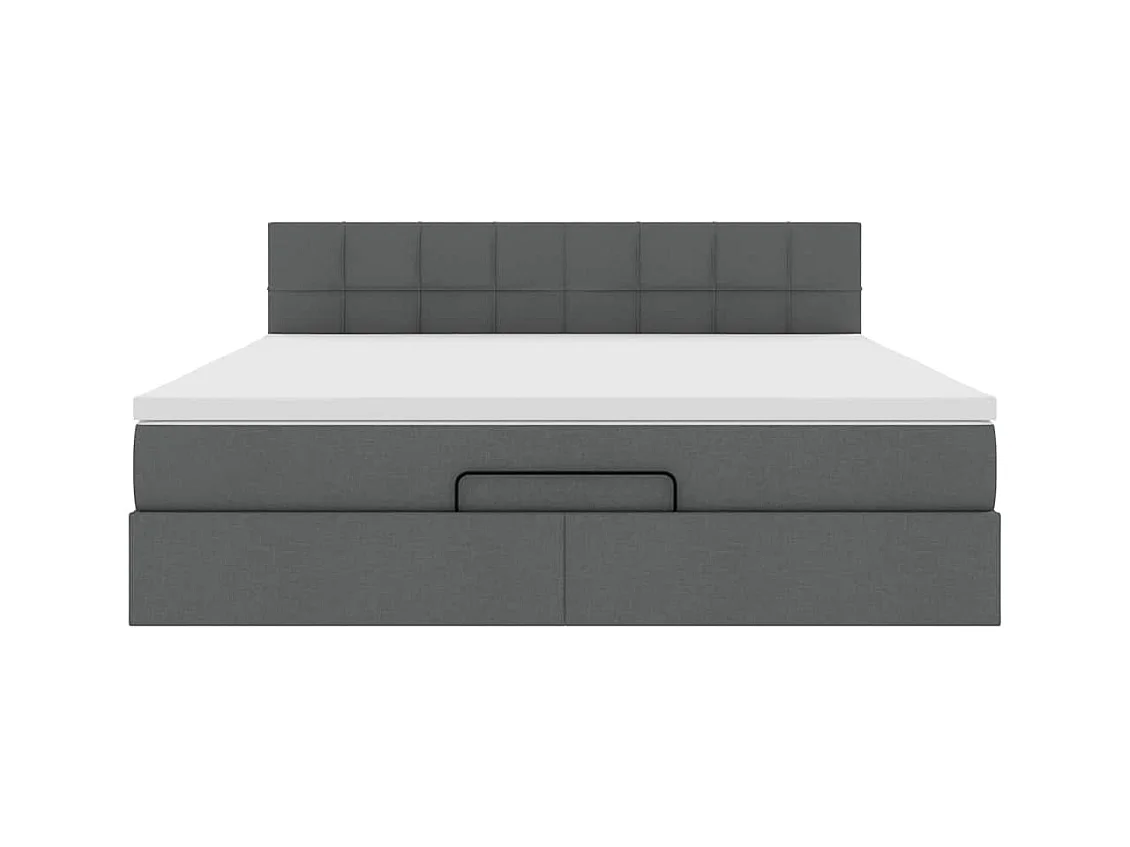 Lit ottoman avec matelas et LED Gris foncé 180x200 cm tissu