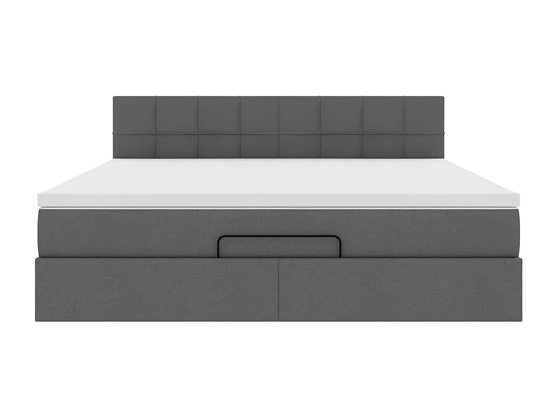 Pouf Letto con Materasso e LED Grigio Scuro 180x200cm Tessuto