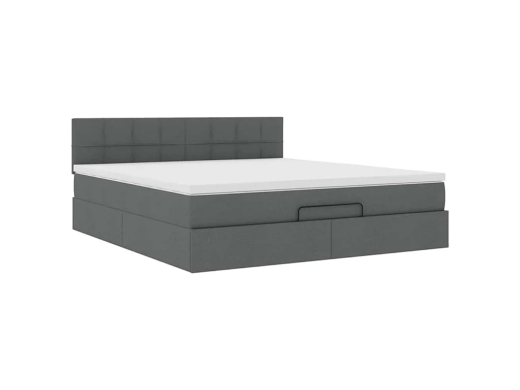 Pouf Letto con Materasso e LED Grigio Scuro 180x200cm Tessuto