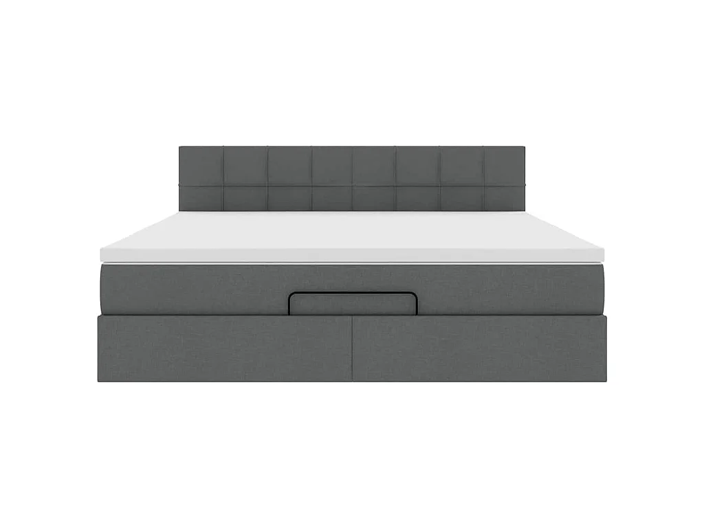 Pouf Letto con Materasso e LED Grigio Scuro 180x200cm Tessuto