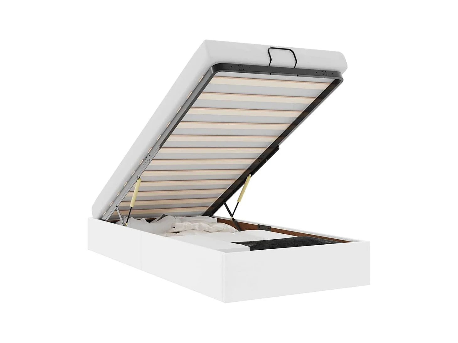 Cadre de lit ottoman sans matelas blanc 90x200 cm similicuir