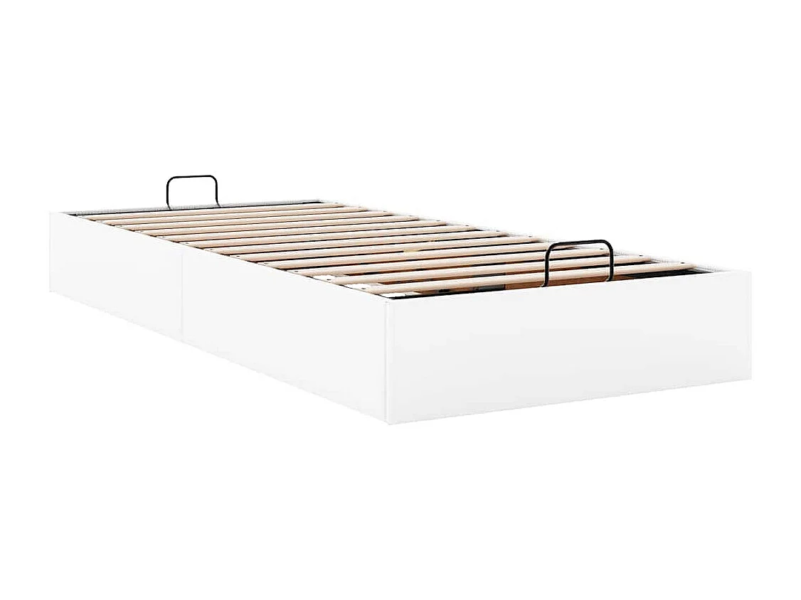 Cadre de lit ottoman sans matelas blanc 90x200 cm similicuir