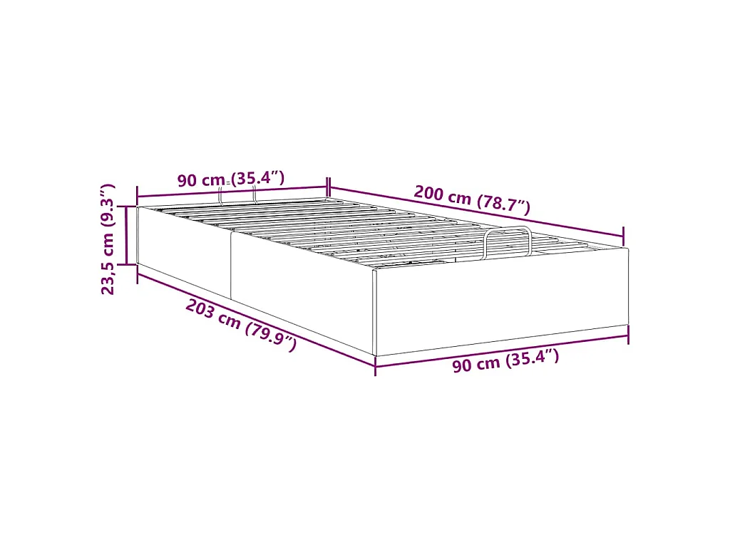 Estrutura de cama otomana sem colchão 90x200 cm branca