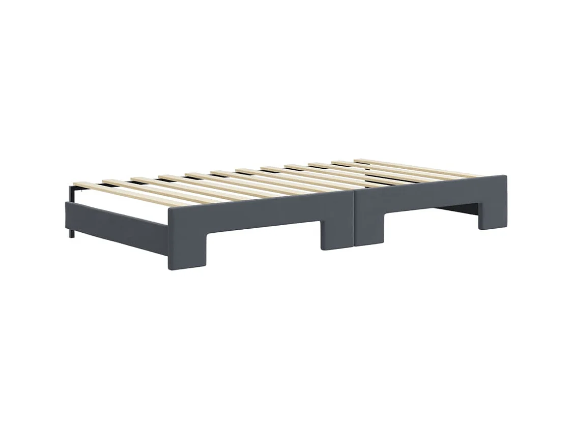 Slaapbank onderschuifbed matrassen 100x200cm fluweeldonkergrijs