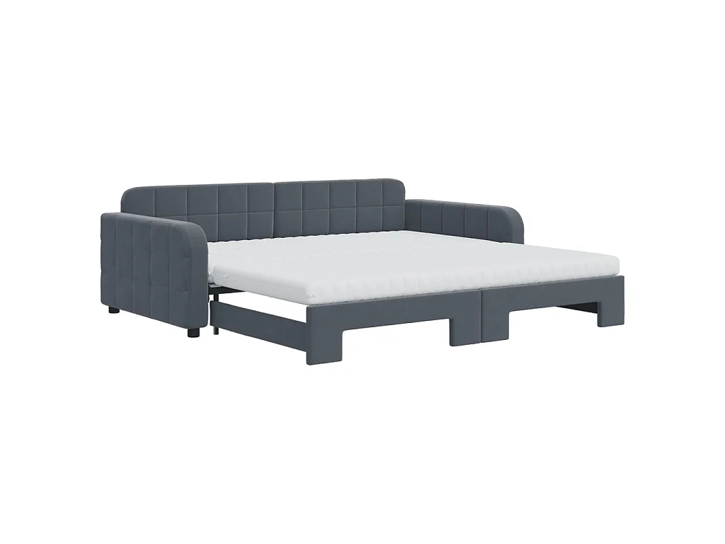 Divano Letto Estraibile Materassi Grigio Scuro 100x200 Velluto