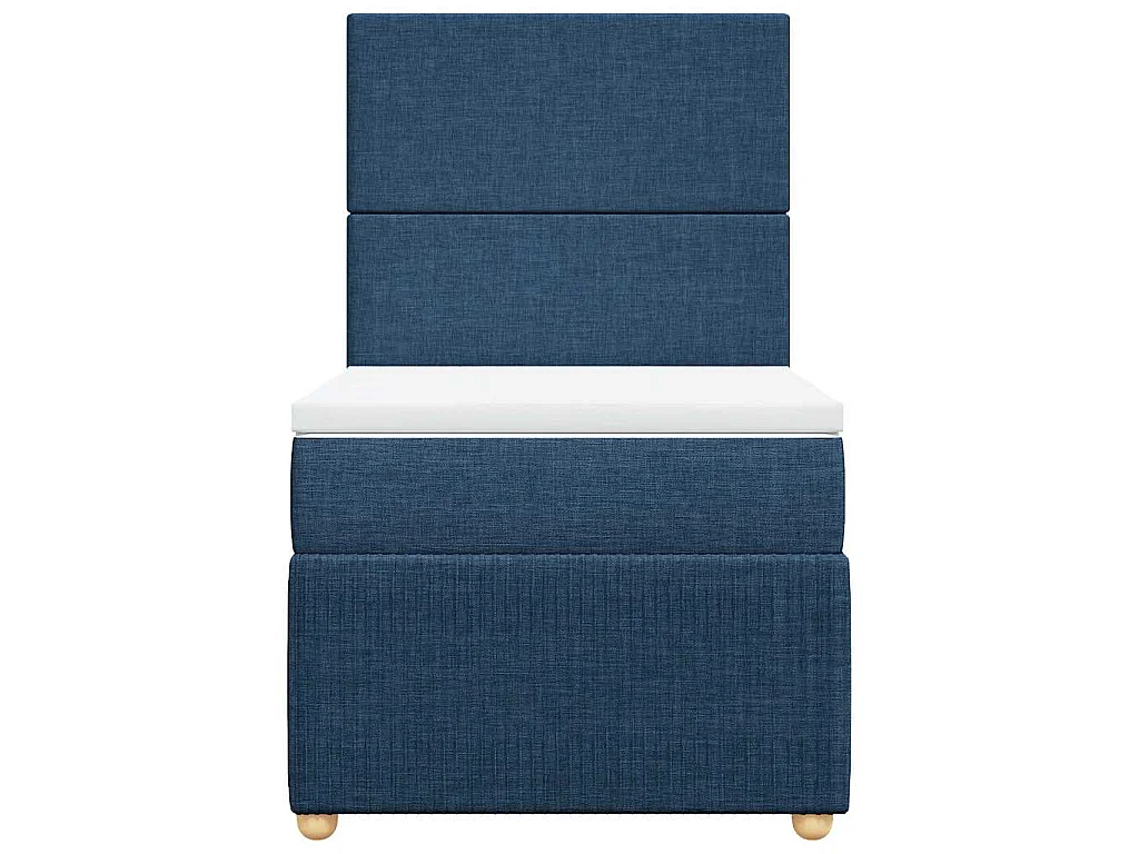 Cama box spring con colchón tela azul 90x190 cm