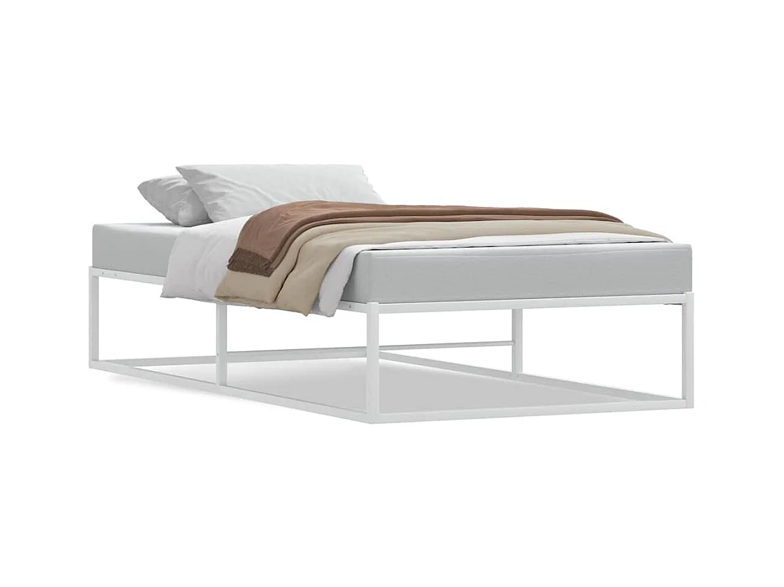 Cadre de lit sans matelas blanc 90x200 cm métal