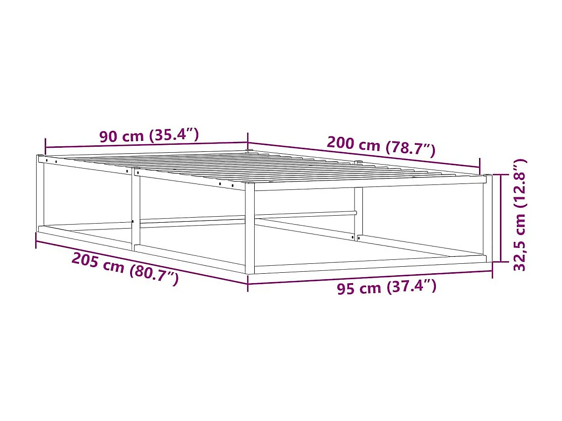 Estrutura de cama sem colchão branco 90x200 cm metal