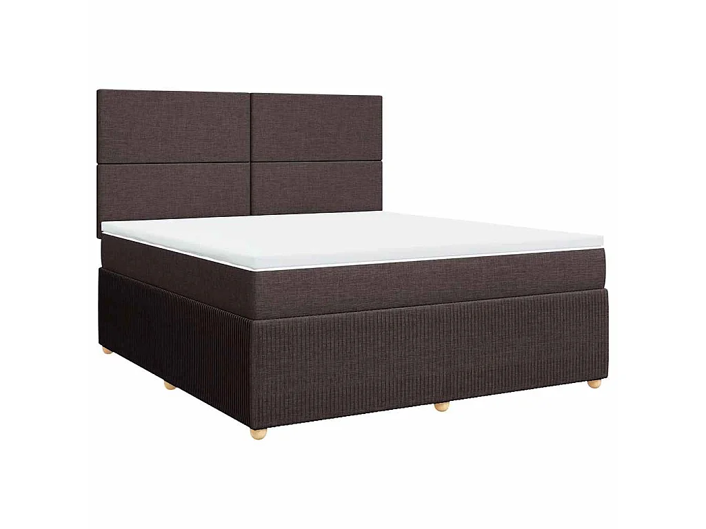 Cama box spring con colchón tela marrón oscuro 180x200 cm