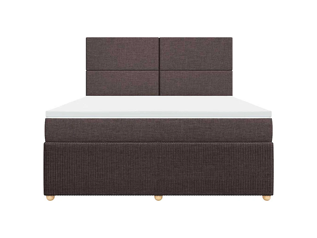 Cama box spring con colchón tela marrón oscuro 180x200 cm