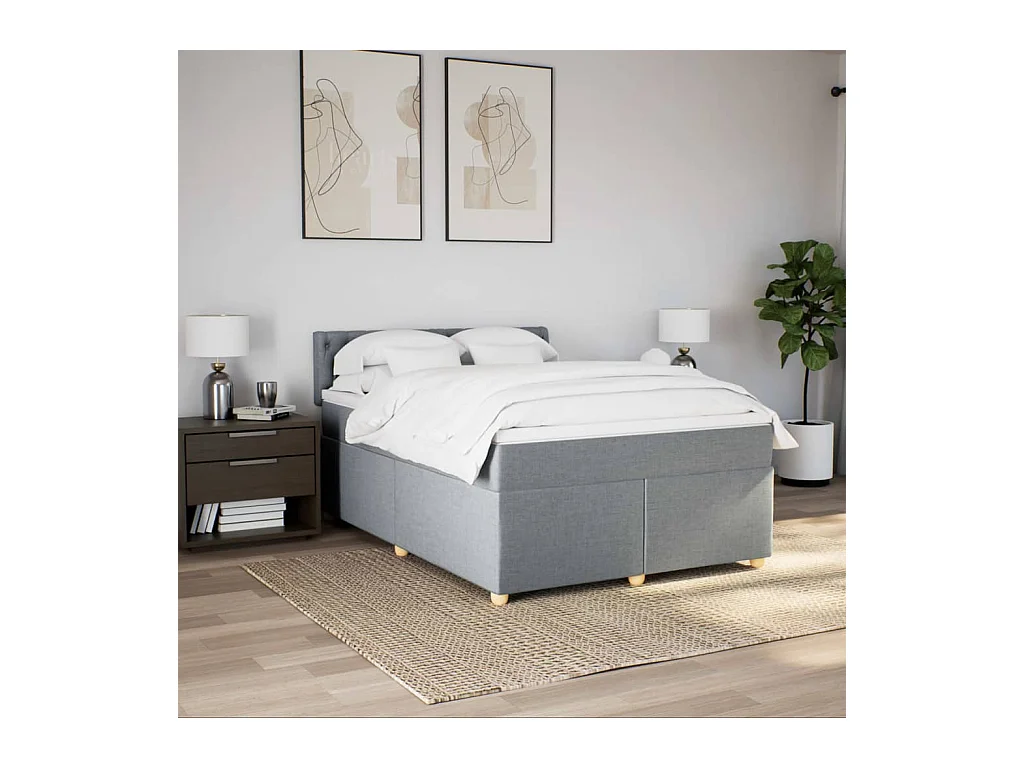 Sommier à lattes de lit avec matelas Gris clair 140x200cm Tissu