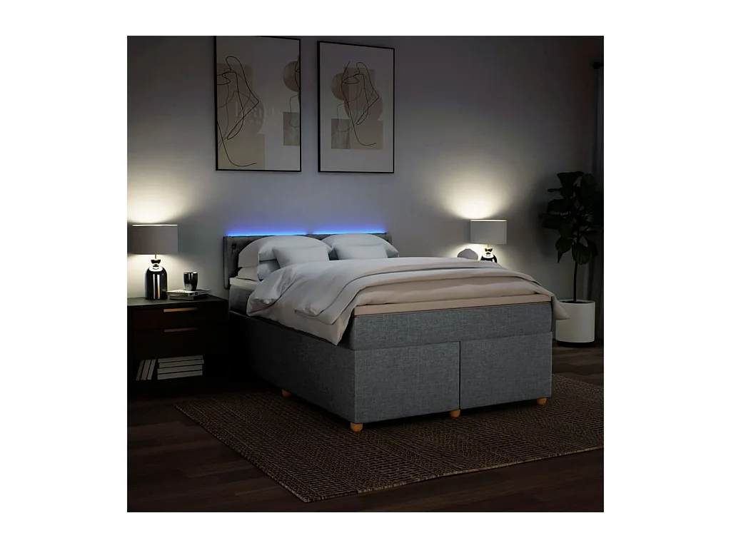 Sommier à lattes de lit avec matelas Gris clair 140x200cm Tissu