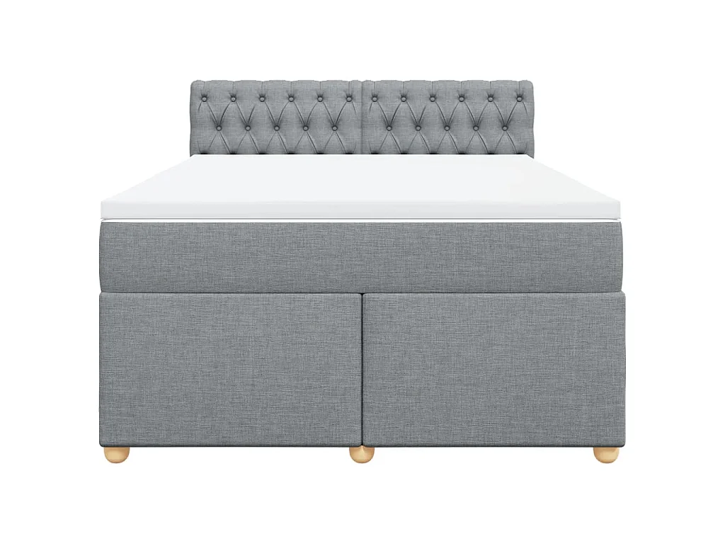 Cama box spring con colchón tela gris claro 140x200 cm