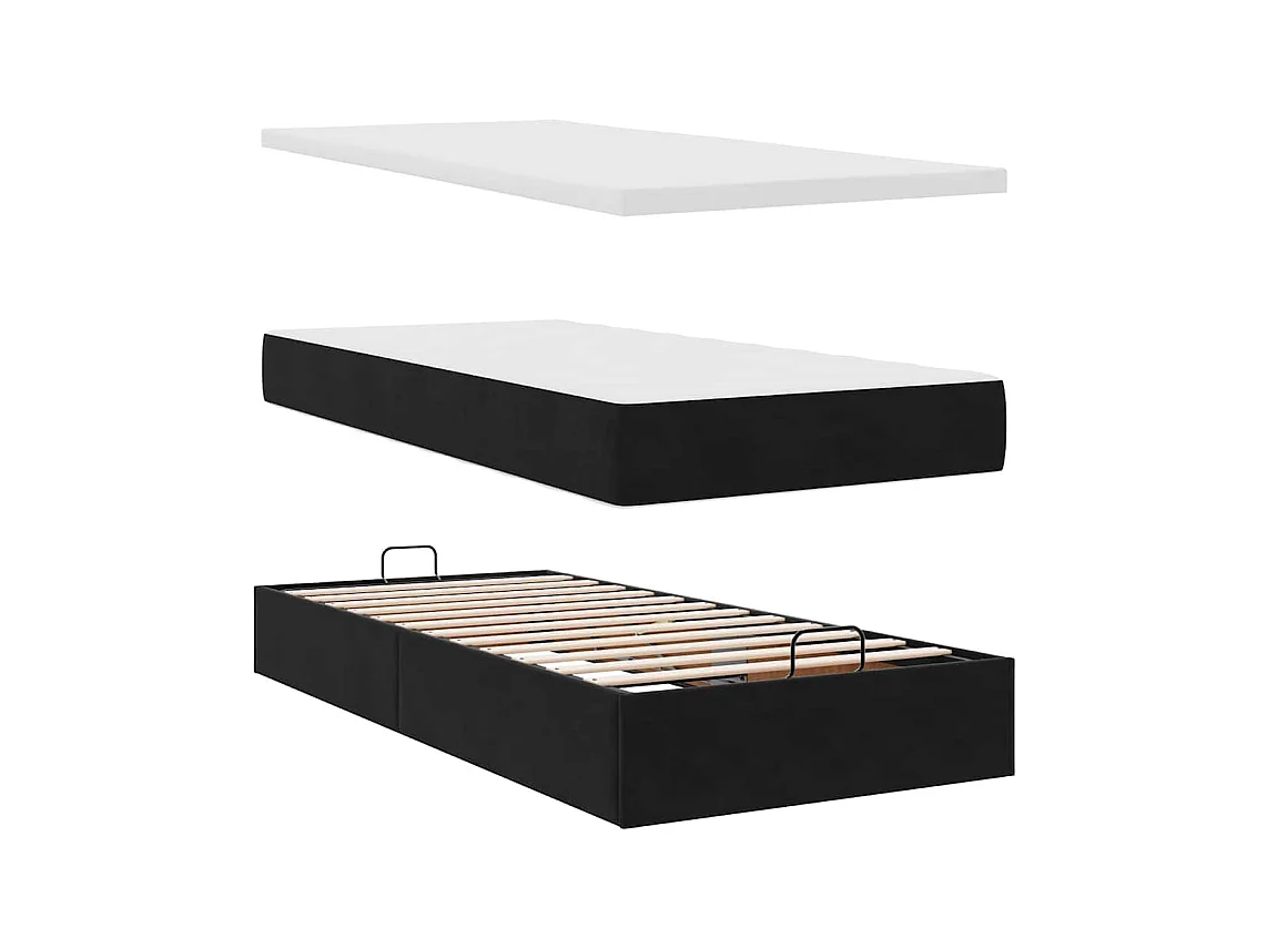 Ottoman bed met matras 100x200 cm fluweel zwart