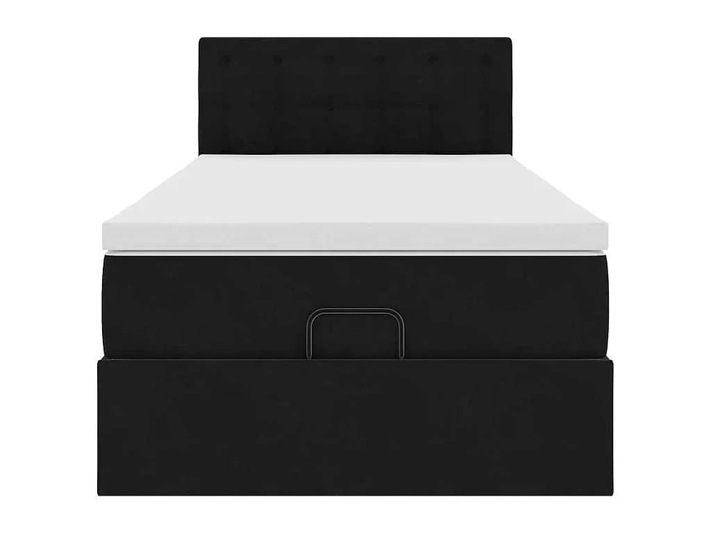 Ottoman-Bett mit Matratze Schwarz 100x200 cm Samt